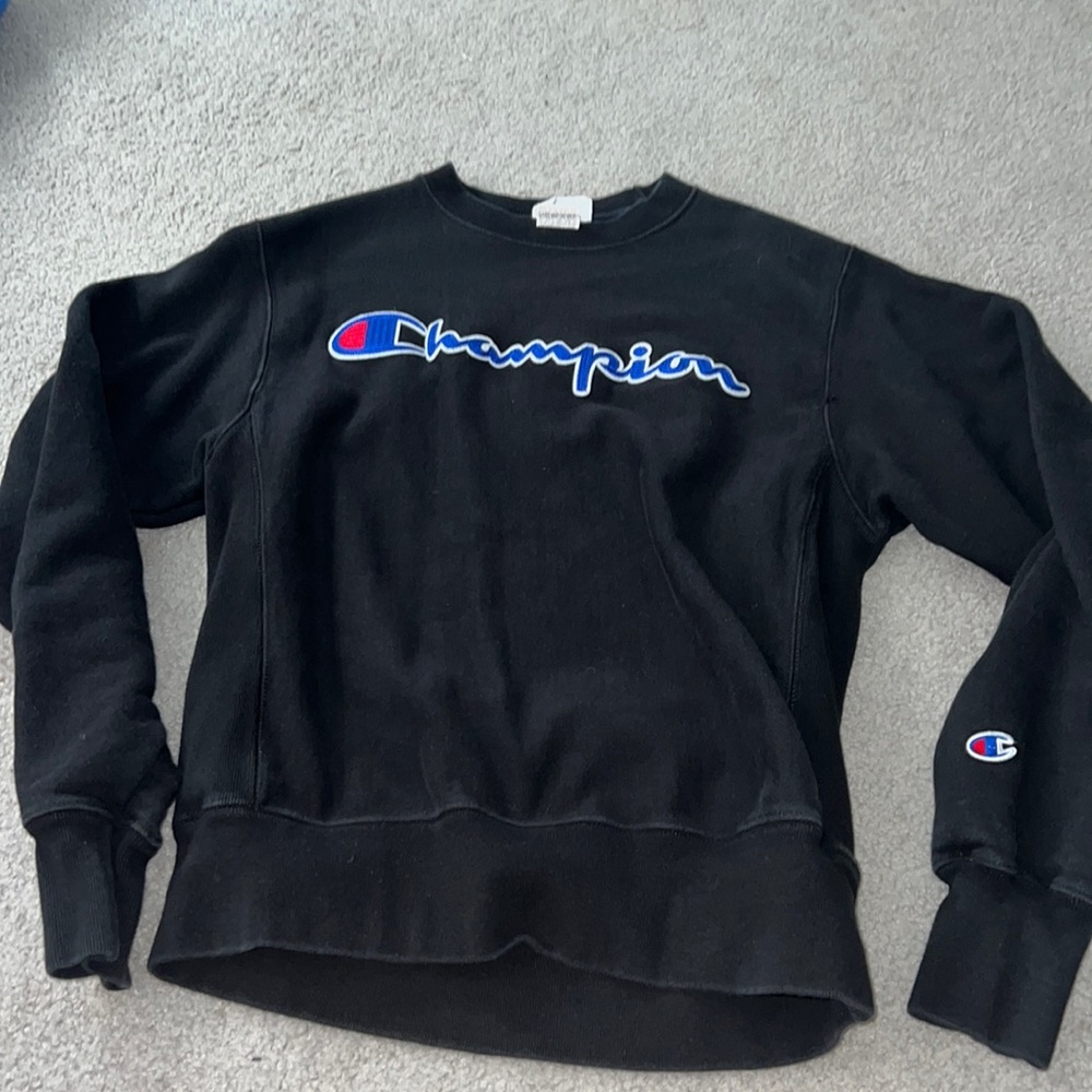 Black, Champion, Crewneck, Size Small
